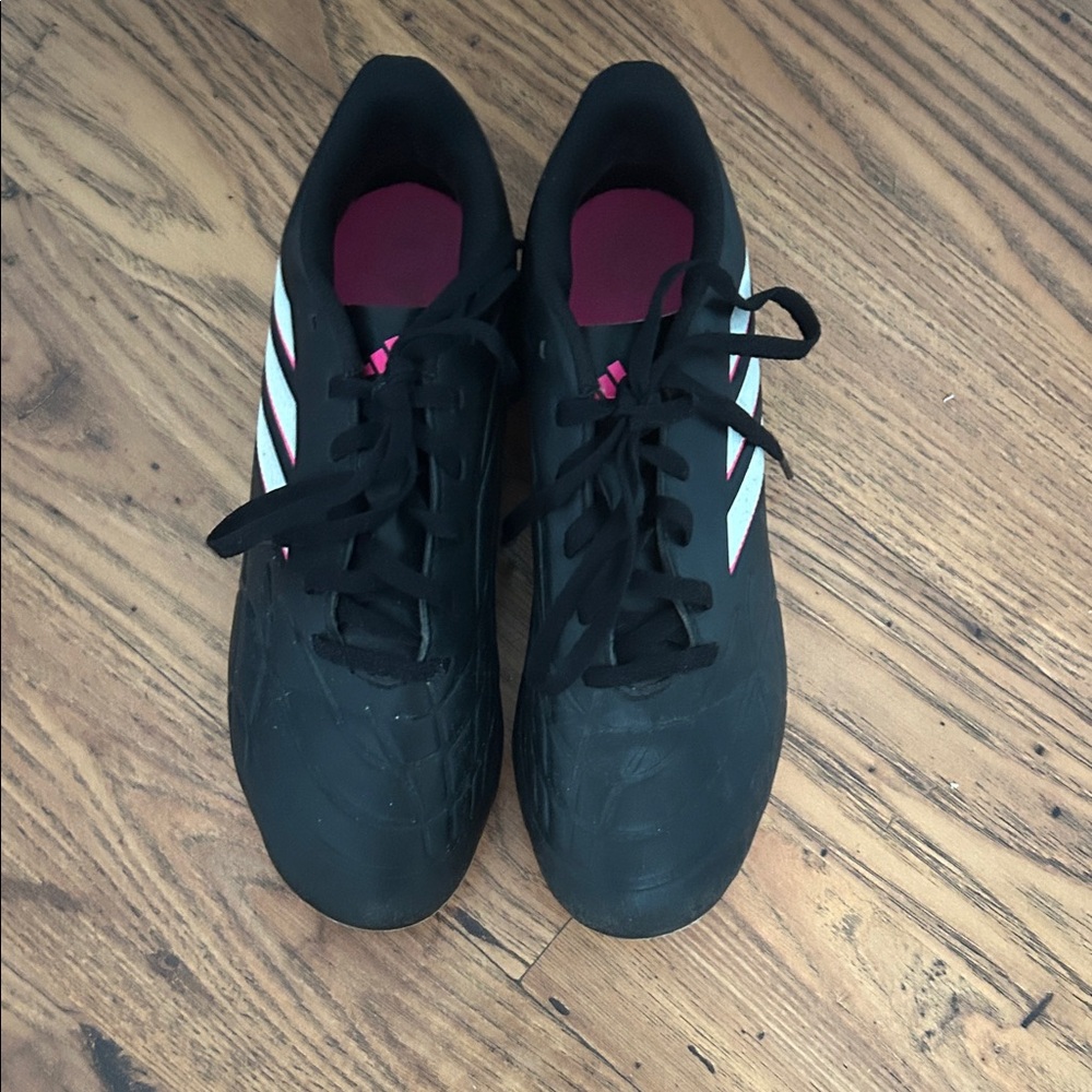 Adidas Black Cleats with White and Pink Accents